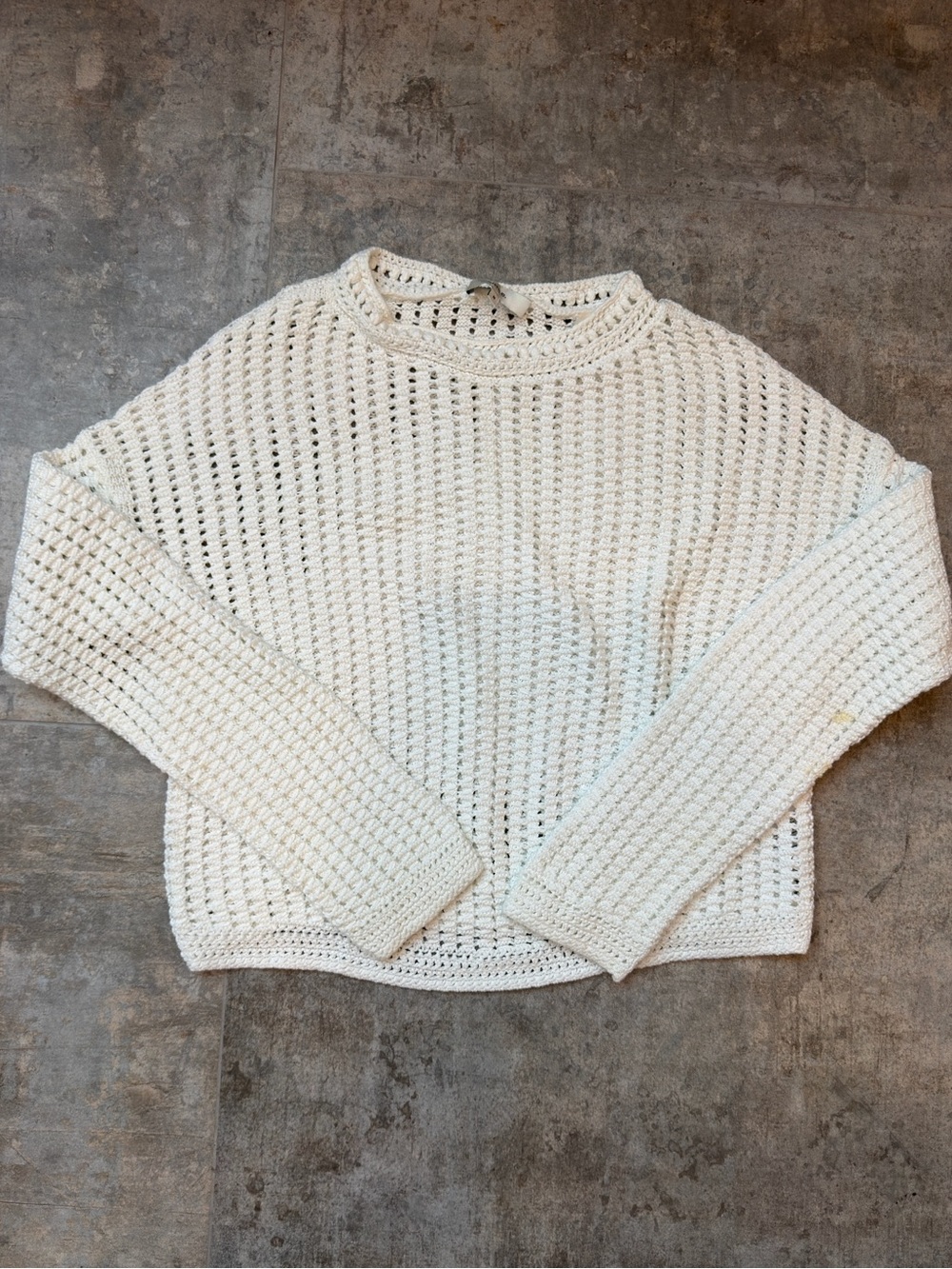 Vince Cream Crochet Crewneck Sweater
